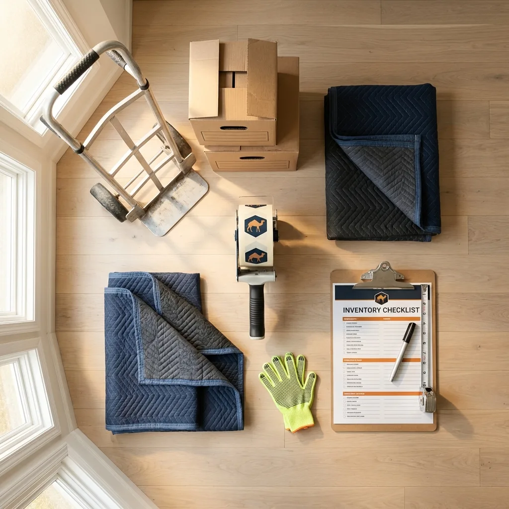Professional moving supplies and packing materials layout for Gatlinburg residential relocations